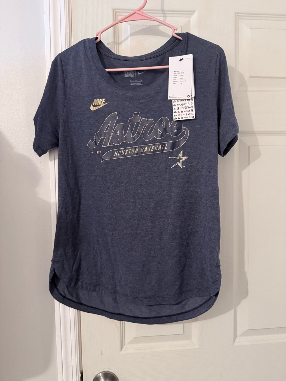 Nike Navy Astros Graphic Tee with Gold Logo